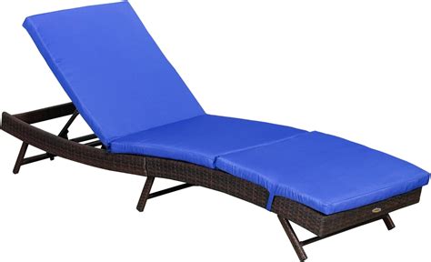 Outsunny Chaise longue de terrasse en osier chaise longue d extérieur