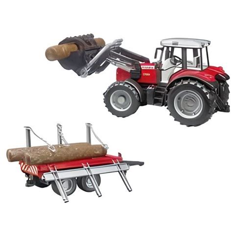 Tracteur MASSEY FERGUSON 7480 Avec Fourche Et Remorque De Transport De