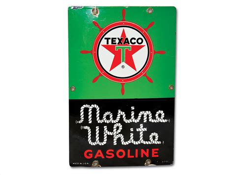 Texaco Marine White Gasoline With Ship S Wheel Logo Sign Auburn