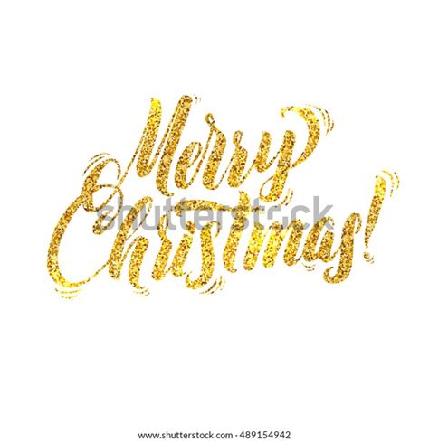 Gold Merry Christmas Card Golden Shiny Stock Vector Royalty Free