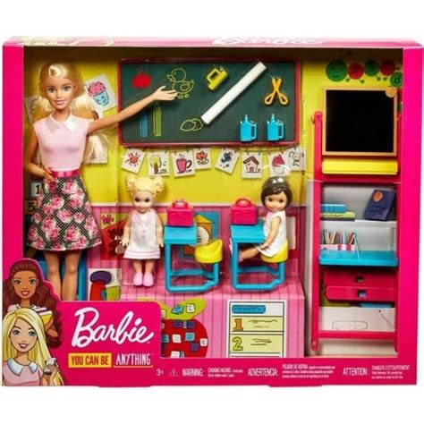 Coffret Barbie Maitresse D Ecole Avec Eleves 28 Accessoires 3 Poupees