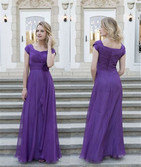 Modest Purple Bridesmaid Dresses