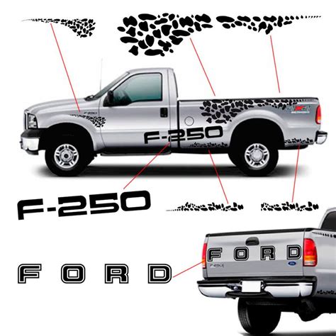 Kit Faixa Ford F 250 04 10 Adesivo Lateral E Traseiro Preto Origynal