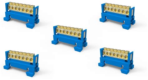 Kit 5 Barramentos Borneira Para Fio Neutro Azul 7 Polos Aqui Tem A