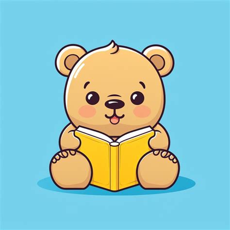 Premium Photo A Cartoon Of A Teddy Bear Reading A Book