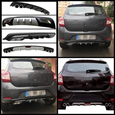 Pour Dacia Sandero voiture pare chocs arrière diffuseur noir ABS