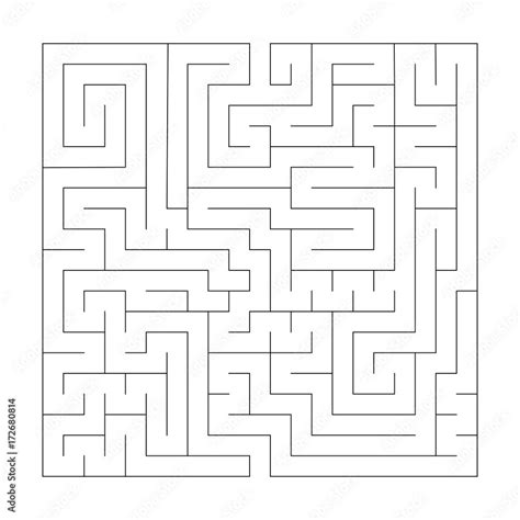 Square maze labyrinth. Black thin outline. Vector illustration Stock ...