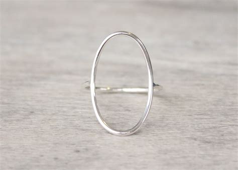 Sterling Silver Open Oval Ring Oval Ring Large Oval Ring Etsy