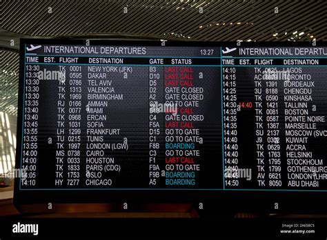 Airport flight schedule board at new Istanbul airport, Istanbul, Turkey Stock Photo - Alamy