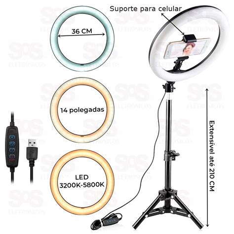 Iluminador Ring Light RGB 12 Polegadas Tripé 200 cm Xtrad RD 30