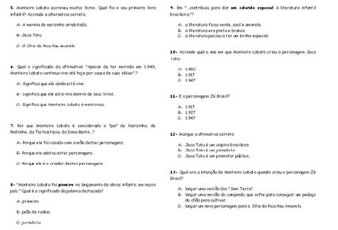 Atividades Interpretação De Texto 5 Ano Braincp