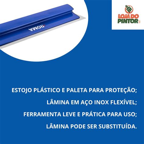 Desempenadeira Berox Aço Inox Pro 80cm Para Massa Corrida Roma Loja