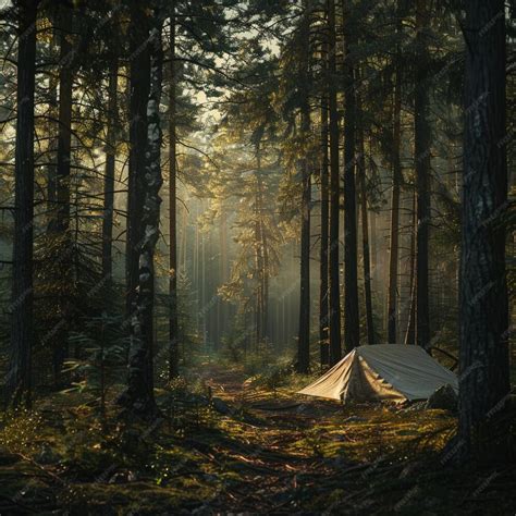 Premium Photo Lithuanian Forest Camping Adventure Tent In The Woods