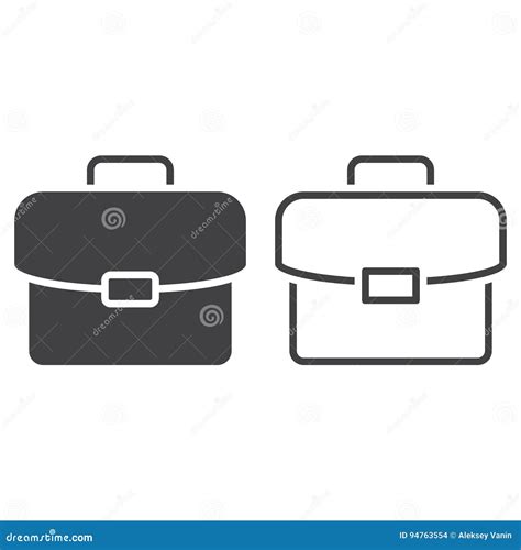 Briefcase Line Icon Portfolio Outline And Solid Vector Sign Stock