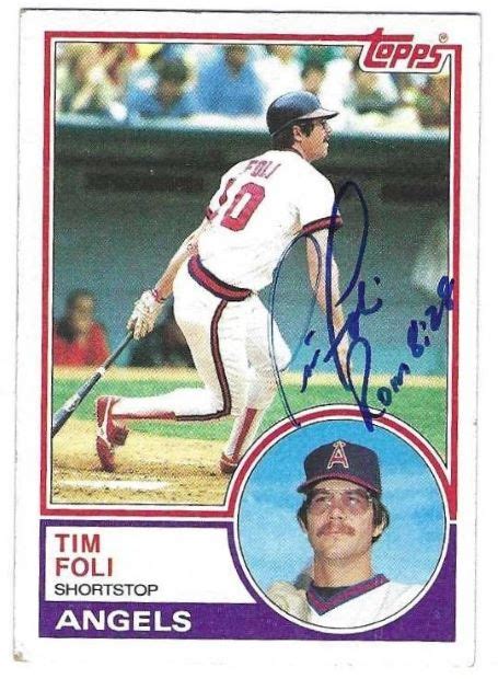 Autographed TIM FOLI California Angels 1983 Topps Card Main Line