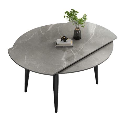 Extendable Sintered Stone Top Dining Table Round Table With Metal 4