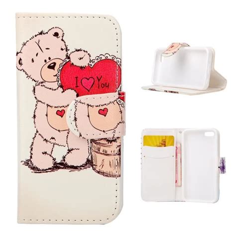 Leathlux Housse Tui Coque Pour Apple Iphone C Mignon Ours Rabat