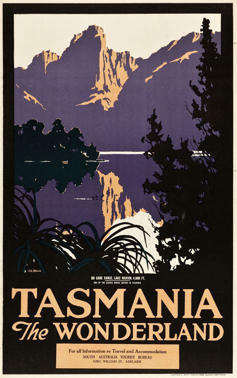 Tasmania The Wonderland Travel Poster South Australian Tourist Bureau