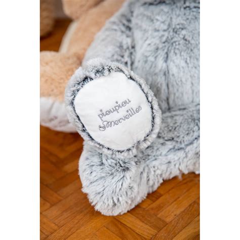 Peluche géante Gaston Gris ours peluche 80cm Made in France