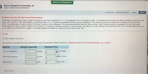 Solved Return To Blackboard Davis Managerial Accounting E Chegg