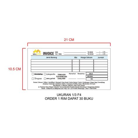 Jual Cetak Custom Nota Kwitansi Invoice Surat Jalan 4 Rangkap Shopee