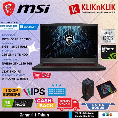 Jual Laptop Gaming Murah Msi Gf Intel Core I H Gb Gb Ssd