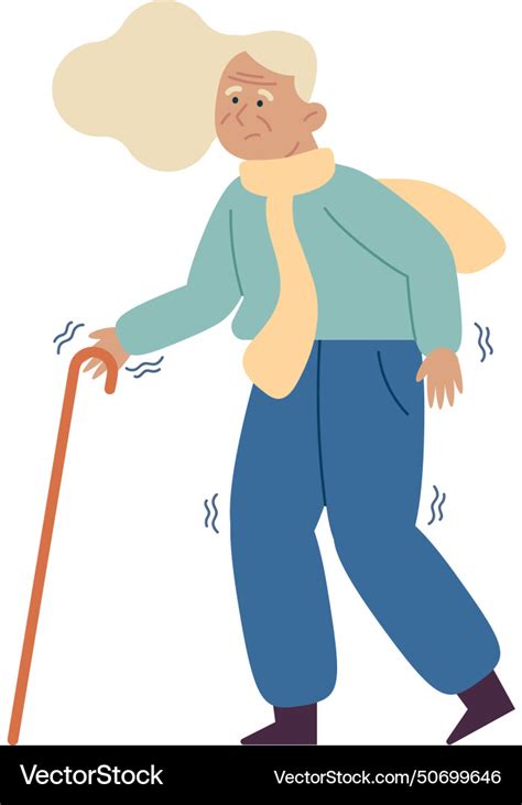 Parkinson Woman With Cane Royalty Free Vector Image