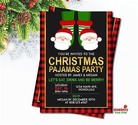 Christmas Pajamas Party Invitation Pancakes And Pajamas Invitations