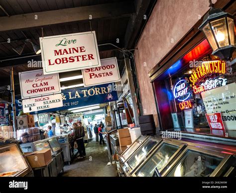 Fisherman s Wharf Pier 39 Seafood Stände mit schnellen frischen Sorten