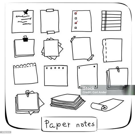catatan kertas ilustrasi stok  gambar  sketsa gambar