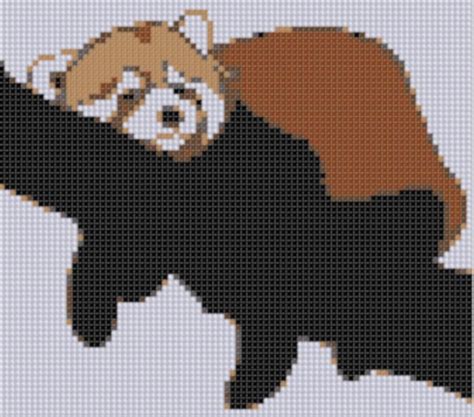 Red Panda Pixel Art Graph Outline