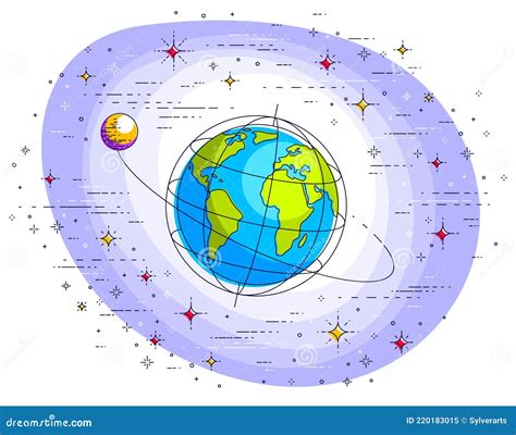 Erde Im Weltraum Unser Planet In Riesigen Kosmos Von Meteoriten