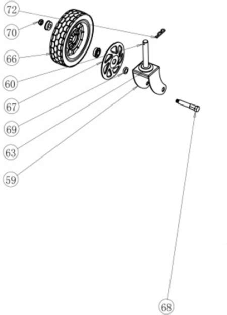 Roue avant complète de tondeuse avec 3 roues