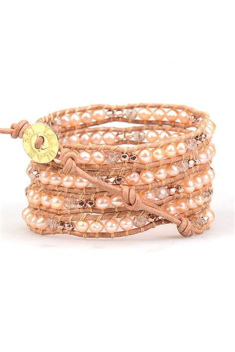 Pearl Wrap Bracelet Rose Gold Wrap Bracelet Leather Boho