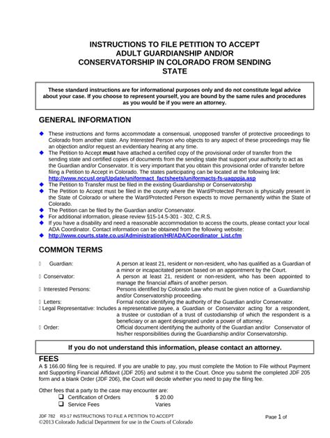 Instructions To File Petition To Accept Adult Guardianship AndOr