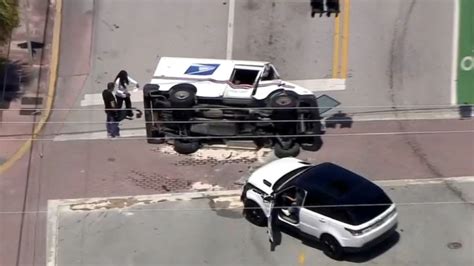 Two People Injured in Rollover Crash Involving USPS Truck in Miami ...