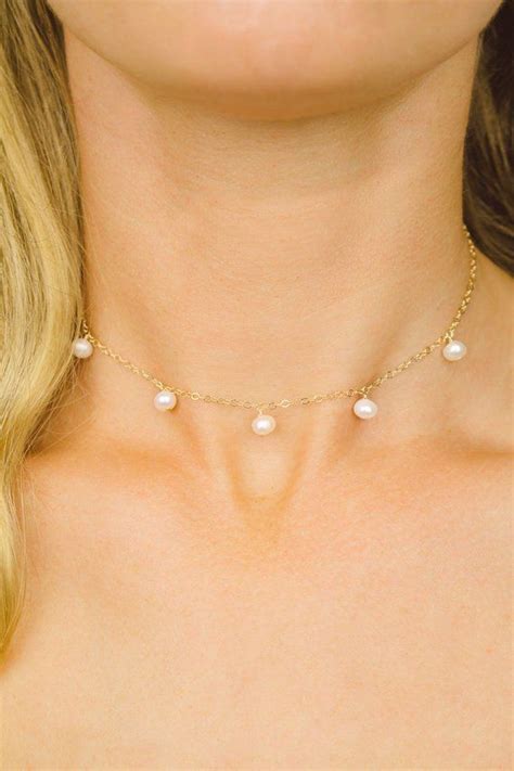 Dainty Pearl Choker Freshwater Pearl Choker Women Chokers Gold