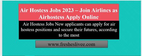 Air Hostess Jobs 2023 – Join Airlines As Airhostess Apply Online ...