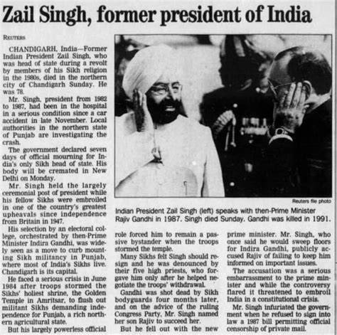 Zail Singh, former president of India - Newspapers.com