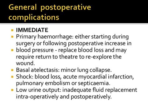 Postoperative Complications And Management