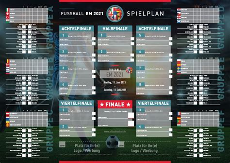 Fussball Em Spielplan Mit Ihrer Werbung Layouts