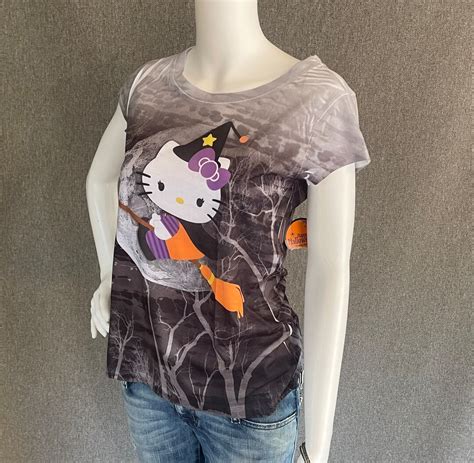 RARE Hello Kitty Halloween Witch Costume Tee Shirt Full Graphic Print ...