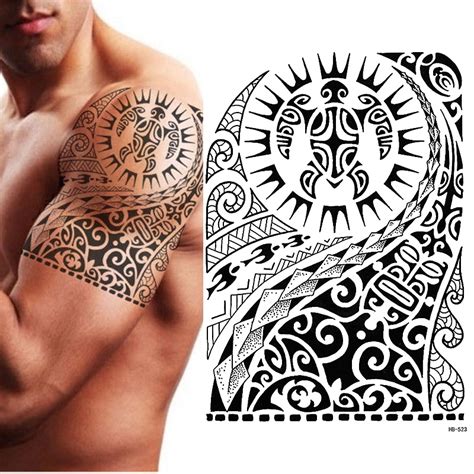 Tribal Tymczasowy Tatua W Maori Polinezyjski Czarny M Ski