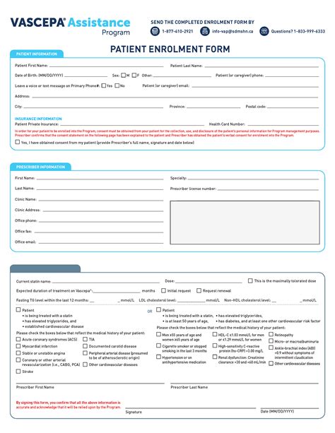 Vascepa Assistance Program Patient Enrolment Form Cloud Practice