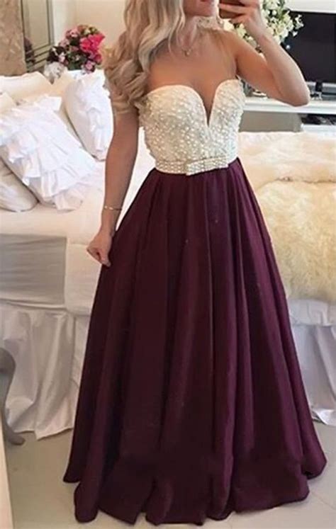 Burgundy Prom Dress , Long Plus Size Prom Dress, With Pearls Burgundy ...