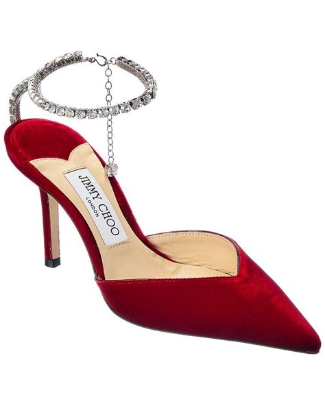 Jimmy Choo Saeda 85 Velvet Pump In Red Lyst