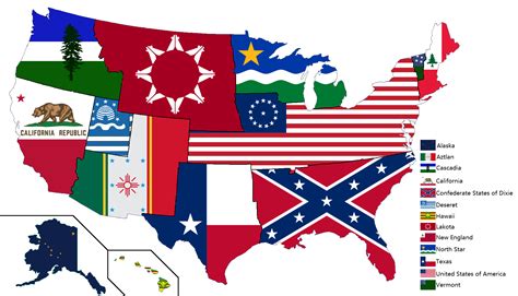 United States Split Into 13 Countries Flag Map By Zhoujiaming On Deviantart