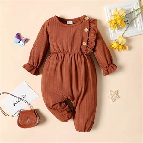 Baby Girl Brown Long Sleeve Jumpsuit Thespark Shop