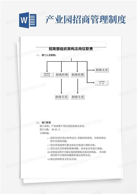 《产业园招商部组织架构及岗位职责》word模板下载编号qwbybrxn熊猫办公