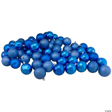 Northlight 60ct Lavish Blue Shatterproof 4 Finish Christmas Ball Ornaments 25 60mm